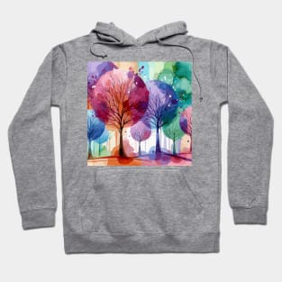 Colorful Pink Purple Pastel Abstract Trees Hoodie